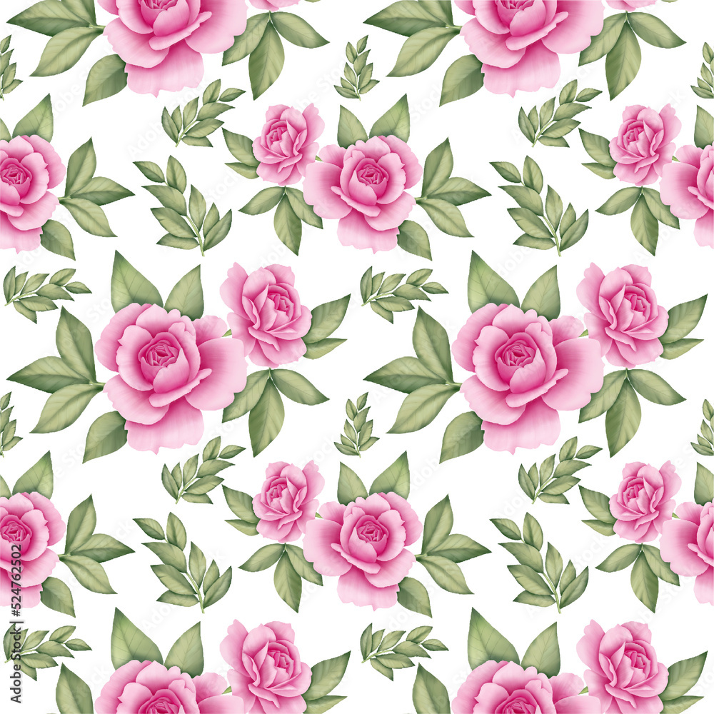 Romantic Pink Roses Pattern Background