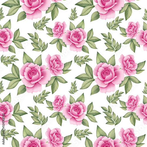 Romantic Pink Roses Pattern Background
