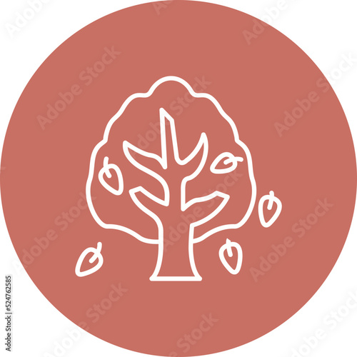 Autumn Tree Multicolor Circle Line Inverted Icon