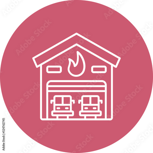 Firefighter Garage Multicolor Circle Line Inverted Icon