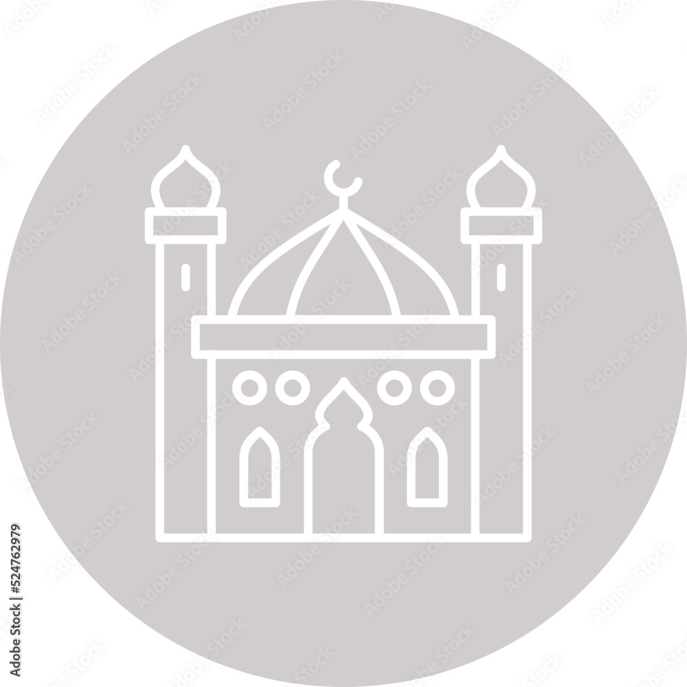 Mosque Multicolor Circle Line Inverted Icon