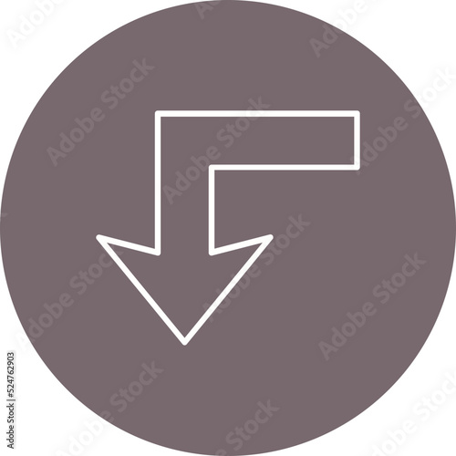 Turn Down Multicolor Circle Line Inverted Icon