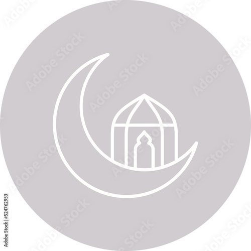 Moon Multicolor Circle Line Inverted Icon