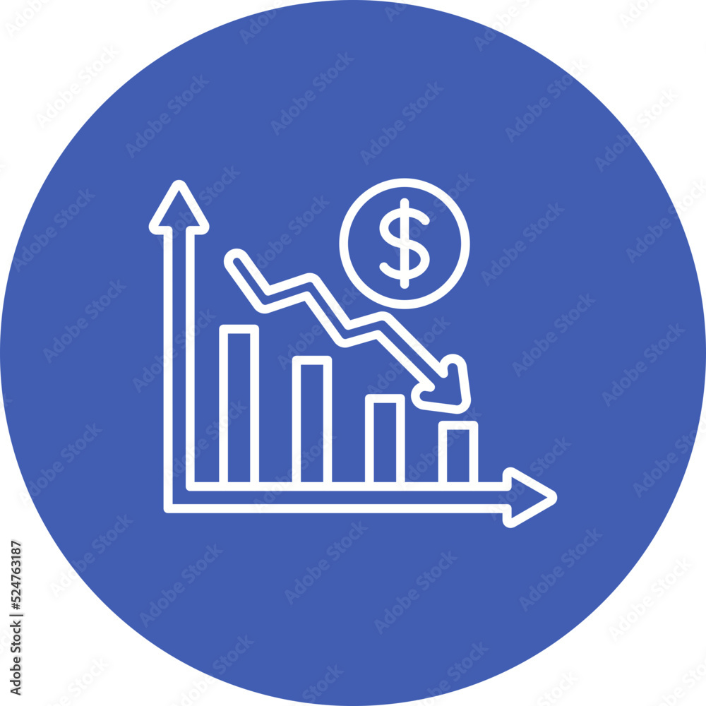 Loss Chart Multicolor Circle Line Inverted Icon Loss Chart Multicolor Circle Line Inverted Icon