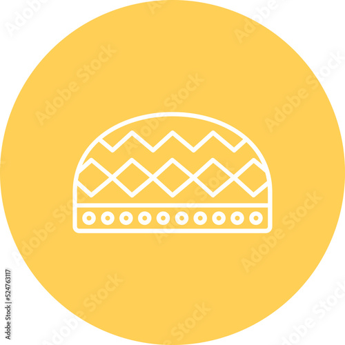 Hat Multicolor Circle Line Inverted Icon