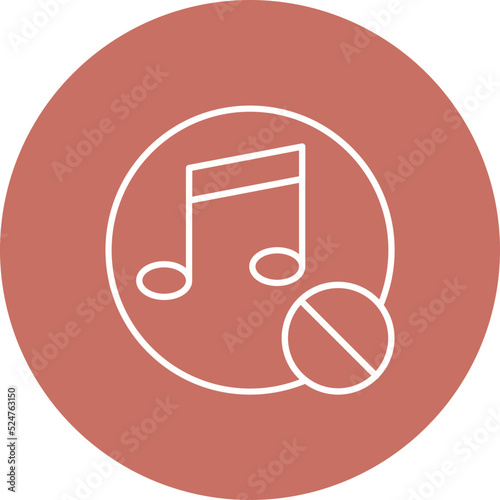 No Music Multicolor Circle Line Inverted Icon