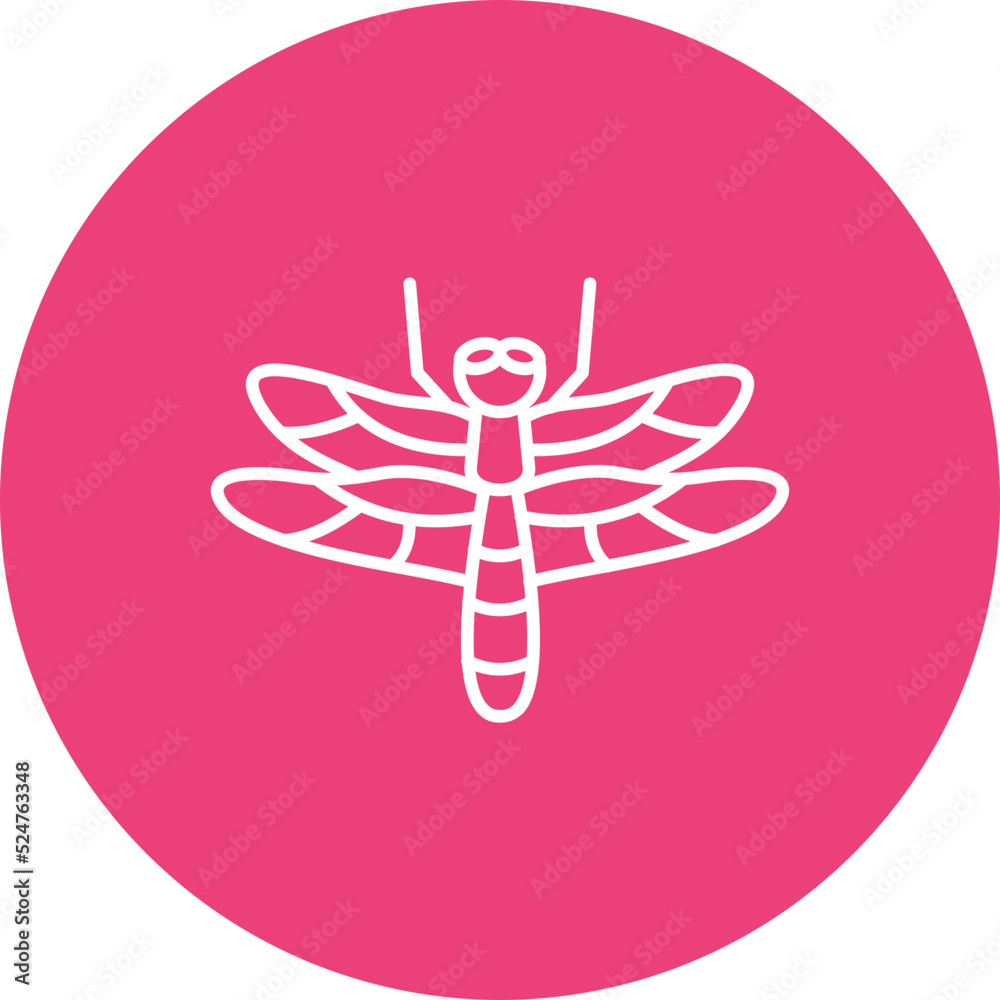 Dragonfly Multicolor Circle Line Inverted Icon Dragonfly Multicolor Circle Line Inverted Icon