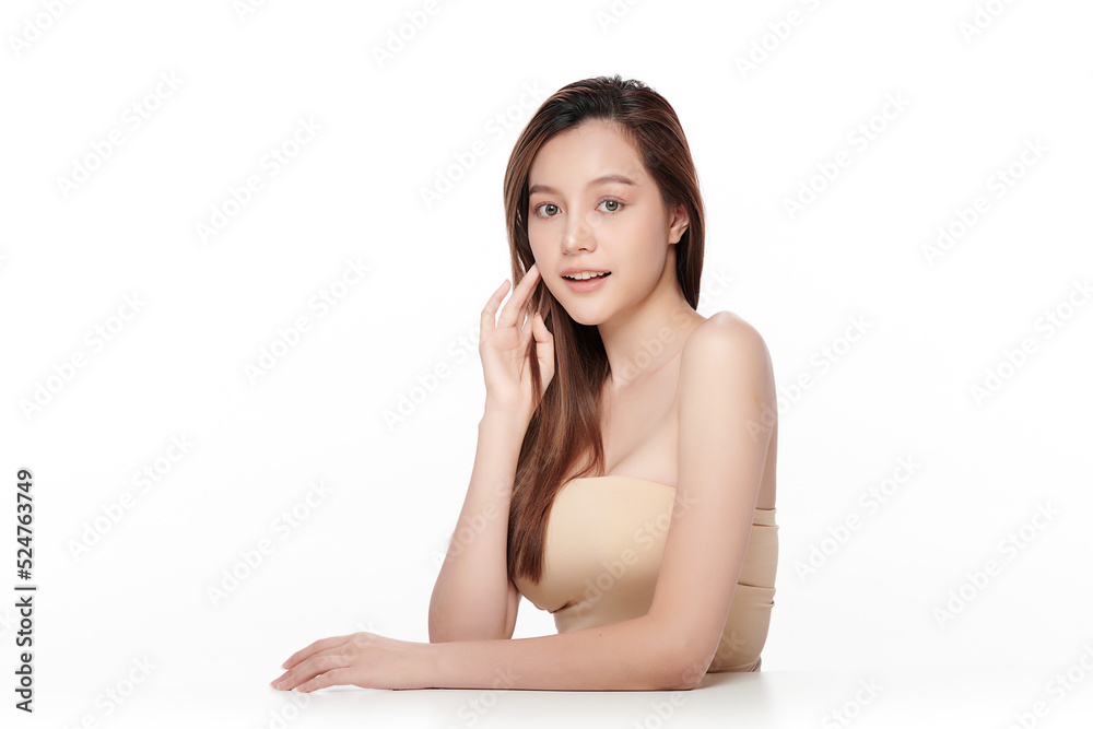 Beautiful young asian woman with clean fresh skin on white background, Face care, Facial treatment, Cosmetology, beauty and spa, Asian women portrait. Beautiful young asian woman with clean fresh skin on white background, Face care, Facial treatment, Cosmetology, beauty and spa, Asian women portrait.