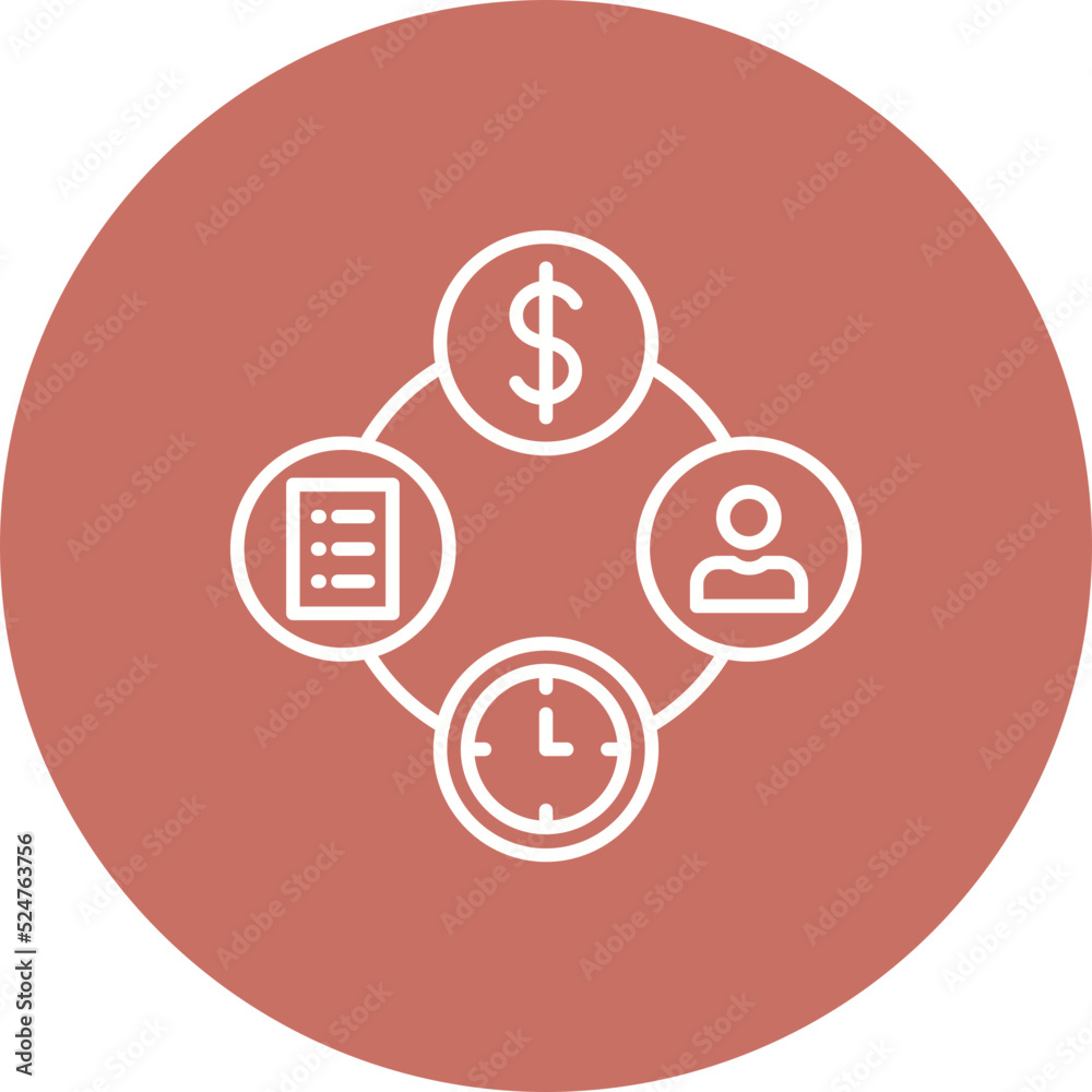 Time Management Multicolor Circle Line Inverted Icon Time Management Multicolor Circle Line Inverted Icon