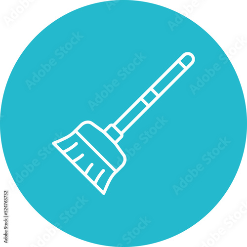 Broom Multicolor Circle Line Inverted Icon