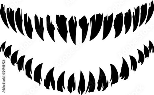 Horror monster and vampire or zombie fangs teeth silhouette illustration