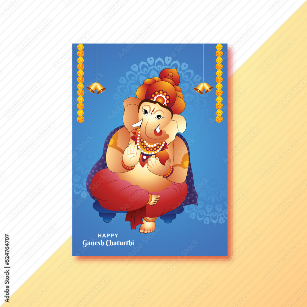 Fototapeta premium Beautiful happy ganesh chaturthi creative card brochure background 