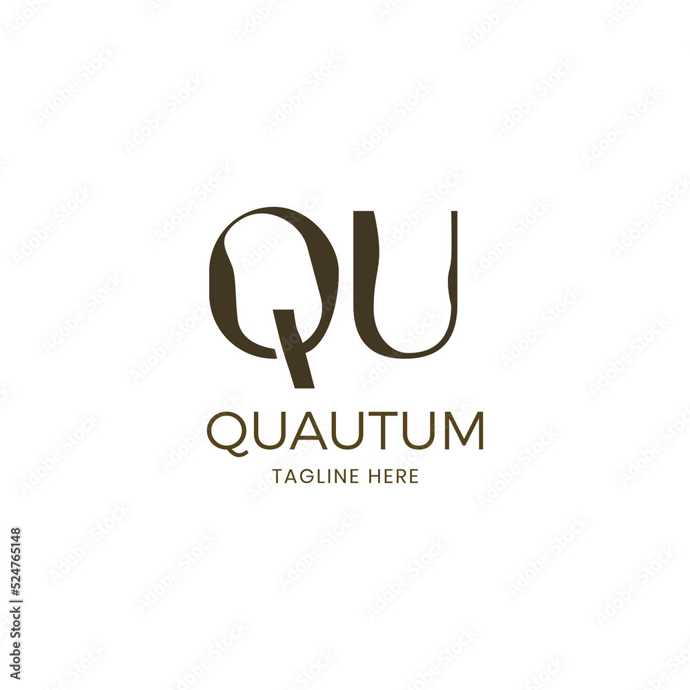 Obraz premium Letter QU texture grunge logotype. Initial Q and U wood texture logo design. Luxury font creative monogram wooden plank font