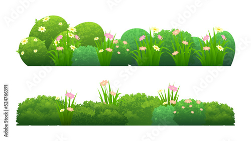 Grass and bush vector element, home or garden ornamental plants vector illustration