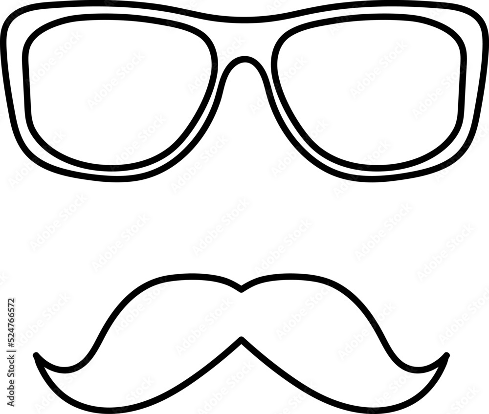  glasses and mustaches vector icon illustration on white background..eps