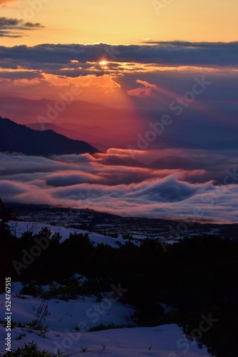 Sunset scenery in Tateyama alpine, Japan