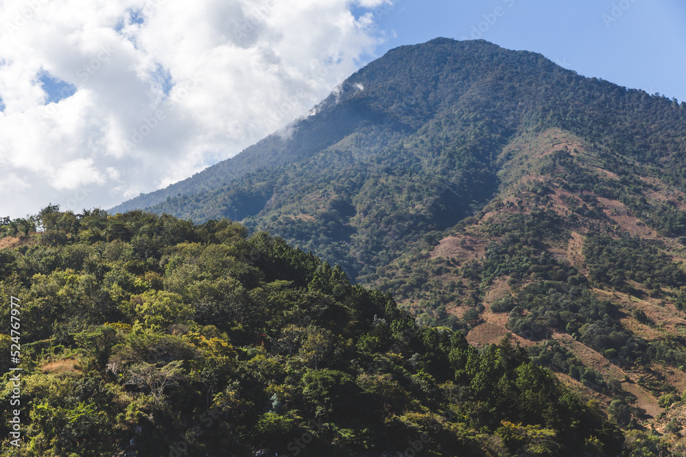 Jungle mountains of Lake Atitlan, Guatemala in winter, Panajachel, San Marcos, Santiago Atitlan