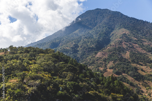 Jungle mountains of Lake Atitlan  Guatemala in winter  Panajachel  San Marcos  Santiago Atitlan