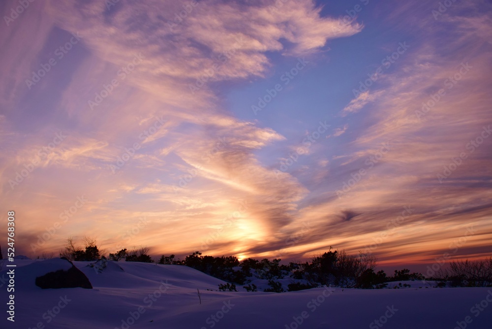 Sunset scenery in Tateyama alpine, Japan