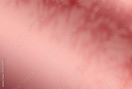 Shadow and light of leaves tree branch background. Natural colorful leaf pastel pink, coral, rose gold shadow and light from sunlight on white wall texture for wallpaper overlay effect