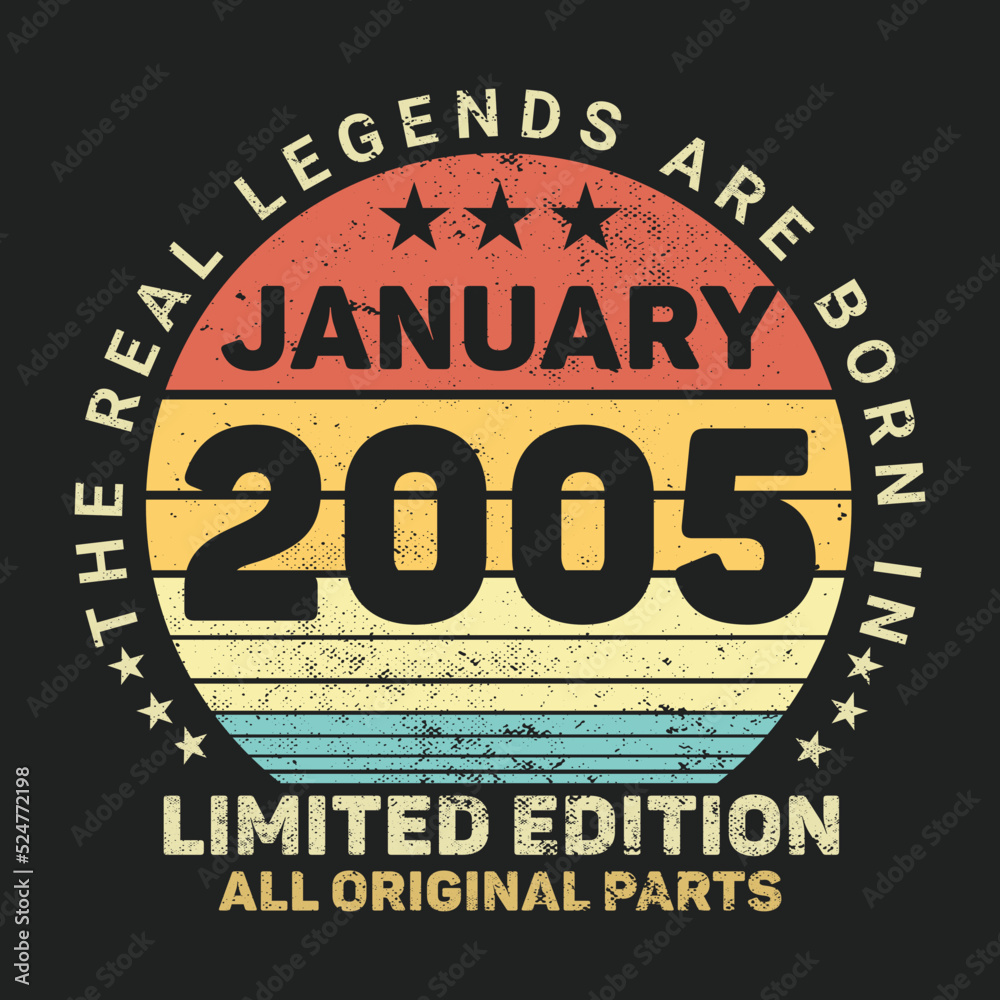 The Real Legends Are Born In January 2005, Birthday gifts for women or men, Vintage birthday shirts for wives or husbands, anniversary T-shirts for sisters or brother