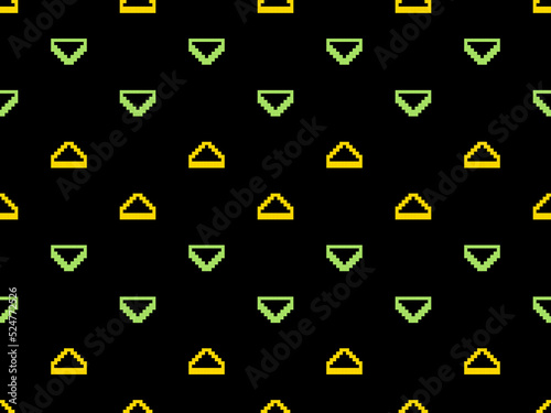 Triangle seamless pattern on black background.  Pixel style