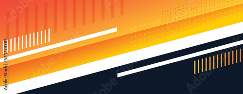 abstract orange wide banner in memphis style