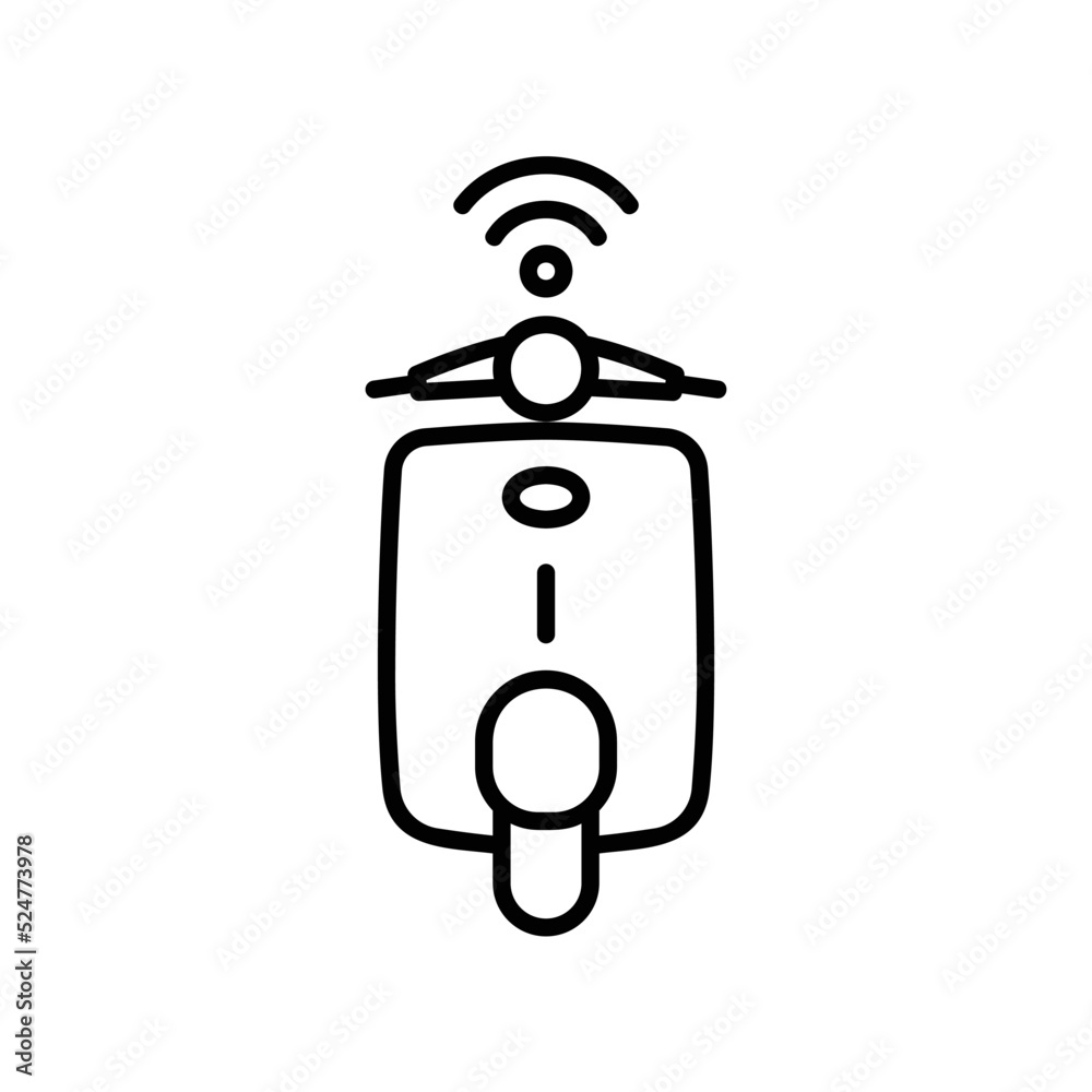 Smart autonomous scooter icon in black outline style