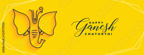 lord ganesha yellow banner for ganesh chaturthi festival