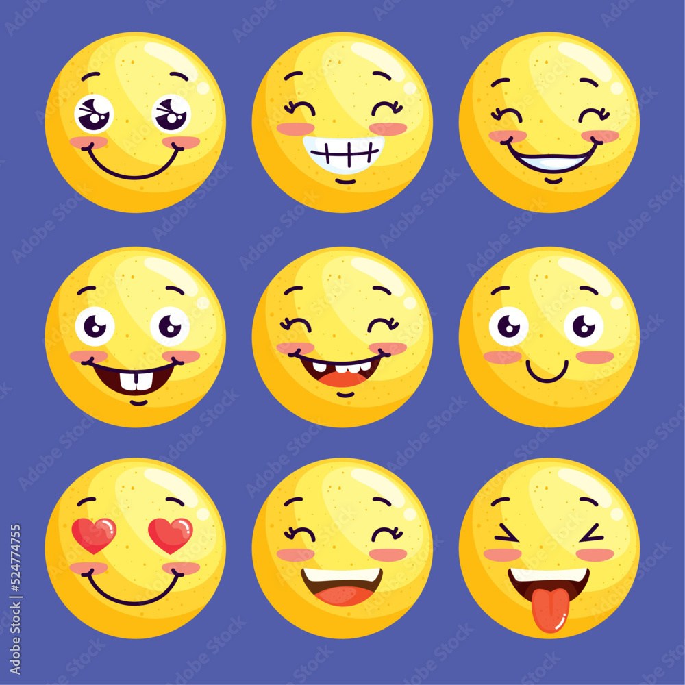 Fototapeta premium nine emojis faces