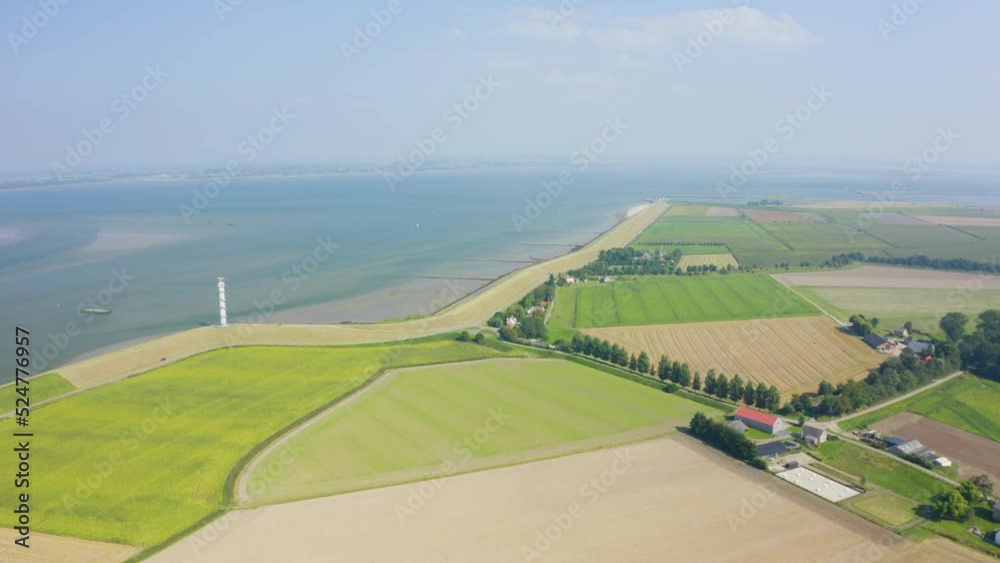 Drone flying over Westerschelde in Belgium Drone flying over Westerschelde in Belgium