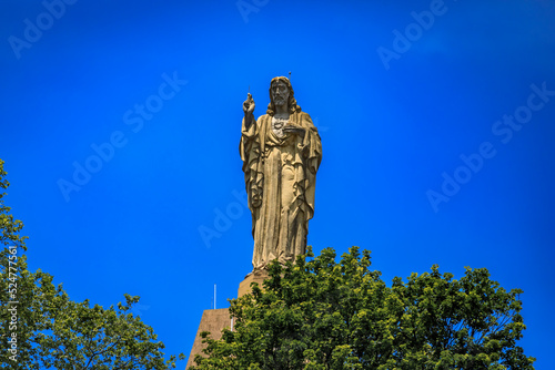 Sagrado Corazon Sacred Heart statue of Jesus Christ at the Mota Castle or Castillo de la Mota on Monte Urgull in San Sebastian, Basque Country, Spain photo