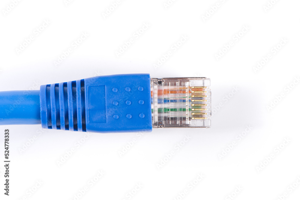 blue network internet cable isolated on white background