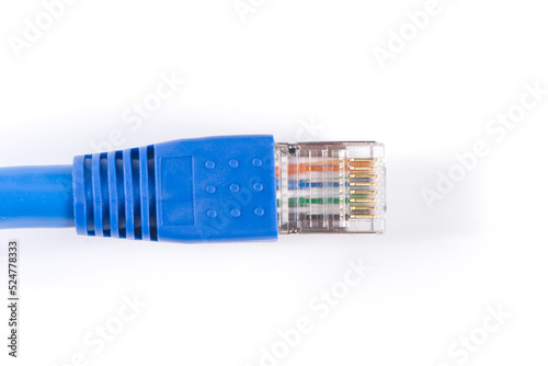 blue network internet cable isolated on white background