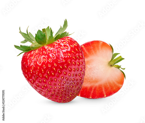 Fresh strawberries isolated on transparent background (.PNG)