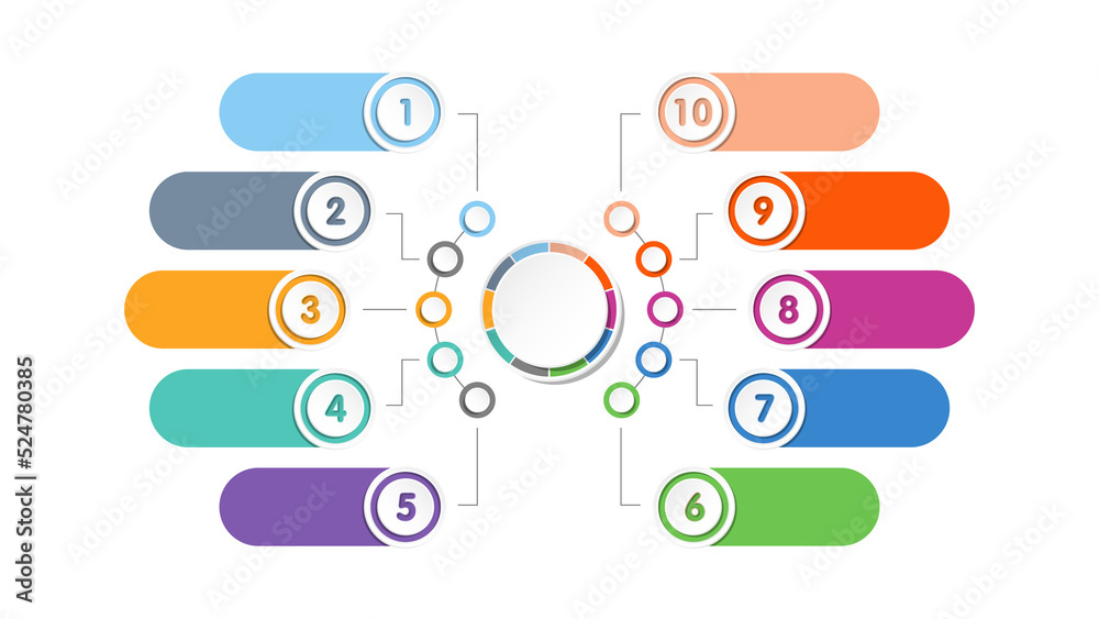 Basic circle infographic template with 10 steps, process or options, process chart, Used for process diagram, presentations, workflow layout, flow chart, infograph. Vector eps10 illustration. Basic circle infographic template with 10 steps, process or options, process chart, Used for process diagram, presentations, workflow layout, flow chart, infograph. Vector eps10 illustration.