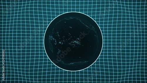 Seamless Loop Earth Digital World Technology Business Economy Wireframe Grid Wave Net lines Background