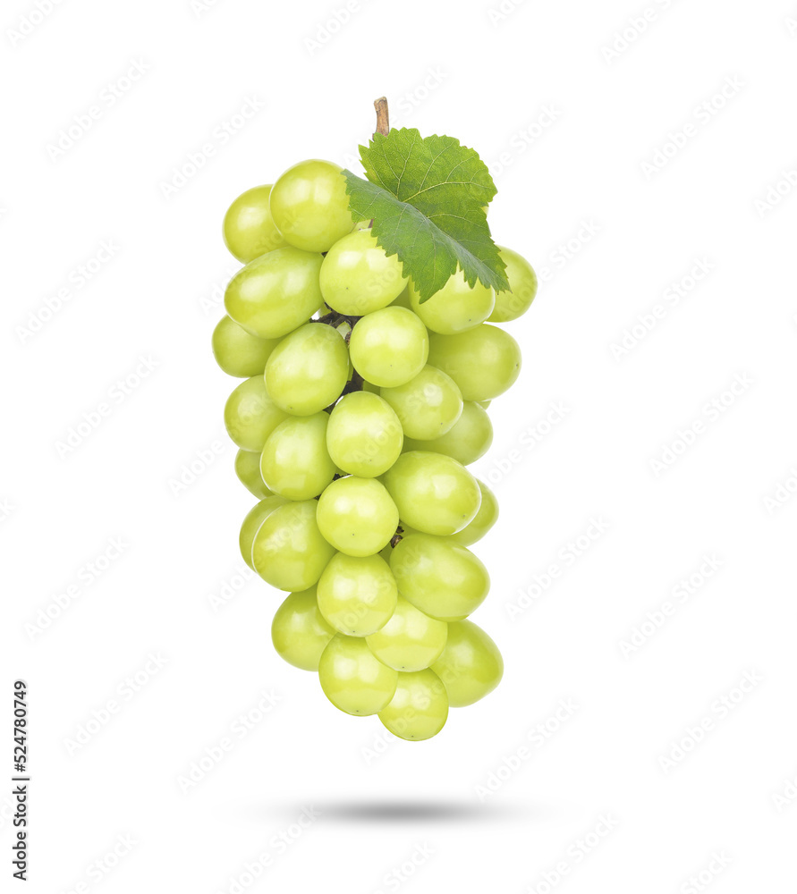 Fresh green grape isolated on transparent background (.PNG)