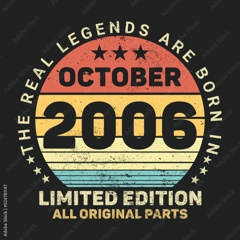 The Real Legends Are Born In October 2006, Birthday gifts for women or men, Vintage birthday shirts for wives or husbands, anniversary T-shirts for sisters or brother