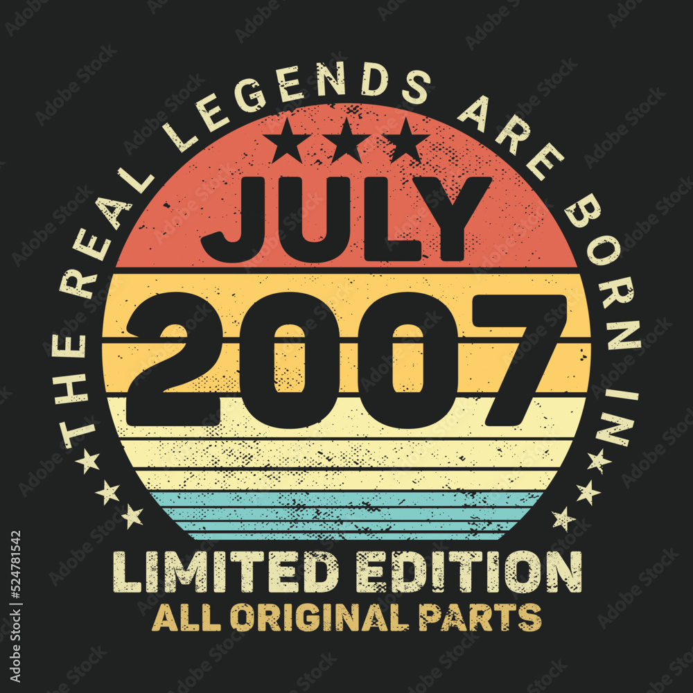 The Real Legends Are Born In July 2007, Birthday gifts for women or men, Vintage birthday shirts for wives or husbands, anniversary T-shirts for sisters or brother