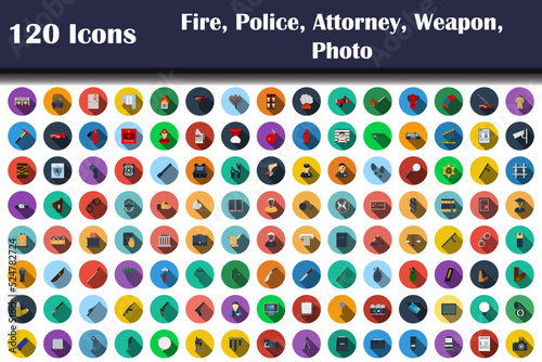 120 Icons Of Fire, Police, Attorney, Weapon, Photo