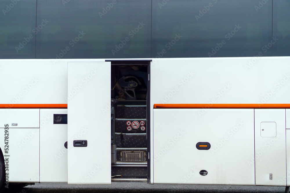 Doors to the intercity bus with prohibitory signs Stock Photo | Adobe Stock
