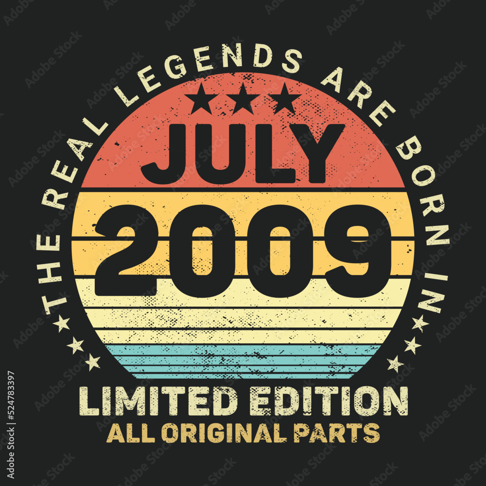 The Real Legends Are Born In July 2009, Birthday gifts for women or men, Vintage birthday shirts for wives or husbands, anniversary T-shirts for sisters or brother