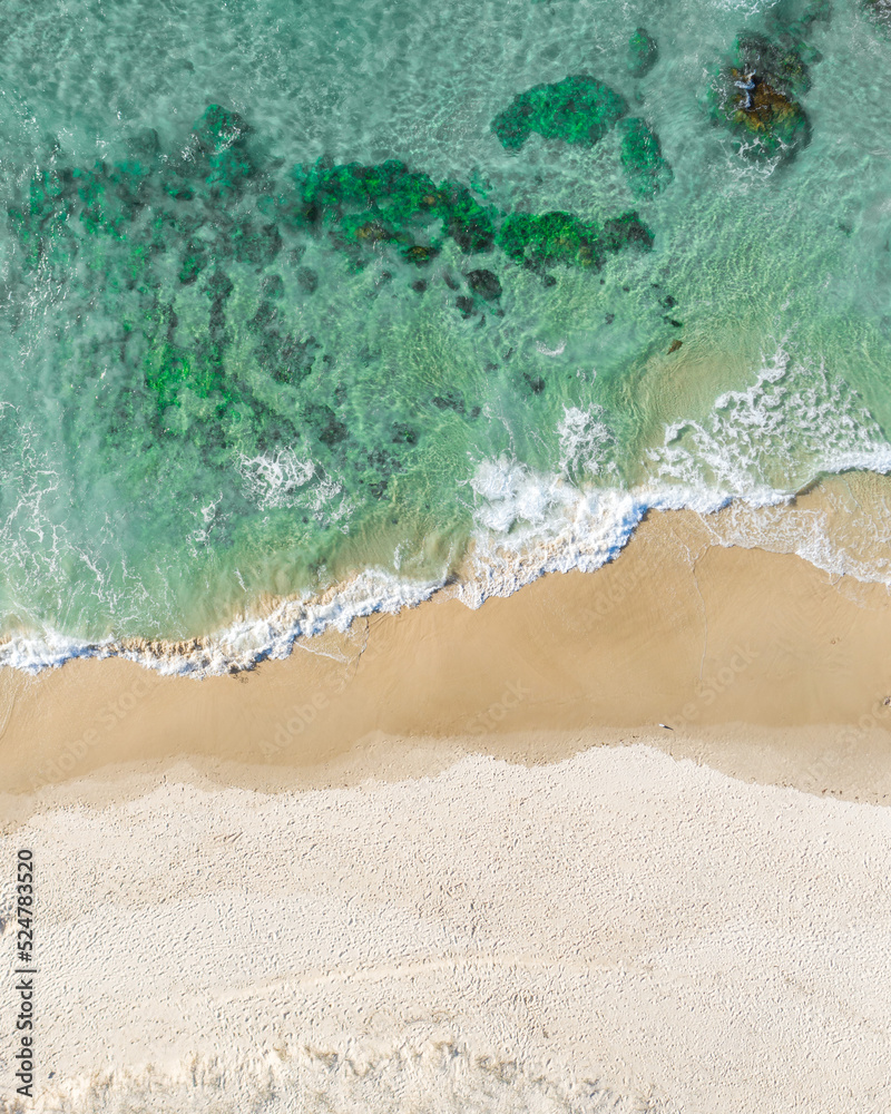 Stunning aerial landscape over a stunning beach at Stradbroke Island in Queensland