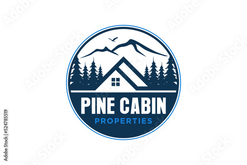 Village house logo design cabin lodge illustration forest mountain family home icon symbol