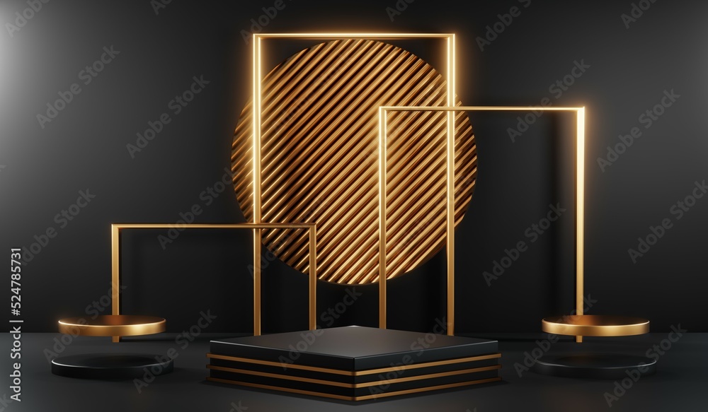 3D rendering of blank product background for cream cosmetics Modern black podium background 3D rendering of blank product background for cream cosmetics Modern black podium background