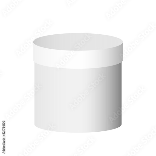 Plastic round container box package design illustration template. Round Gift Box White On White Background Isolated. Ready For Your Design. Product Packing Vector illustration