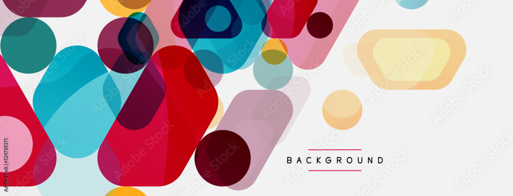 Color bubbles and rounded geometric shapes on white. Vector geometric minimal abstract background for wallpaper, banner, background, landing page Color bubbles and rounded geometric shapes on white. Vector geometric minimal abstract background for wallpaper, banner, background, landing page
