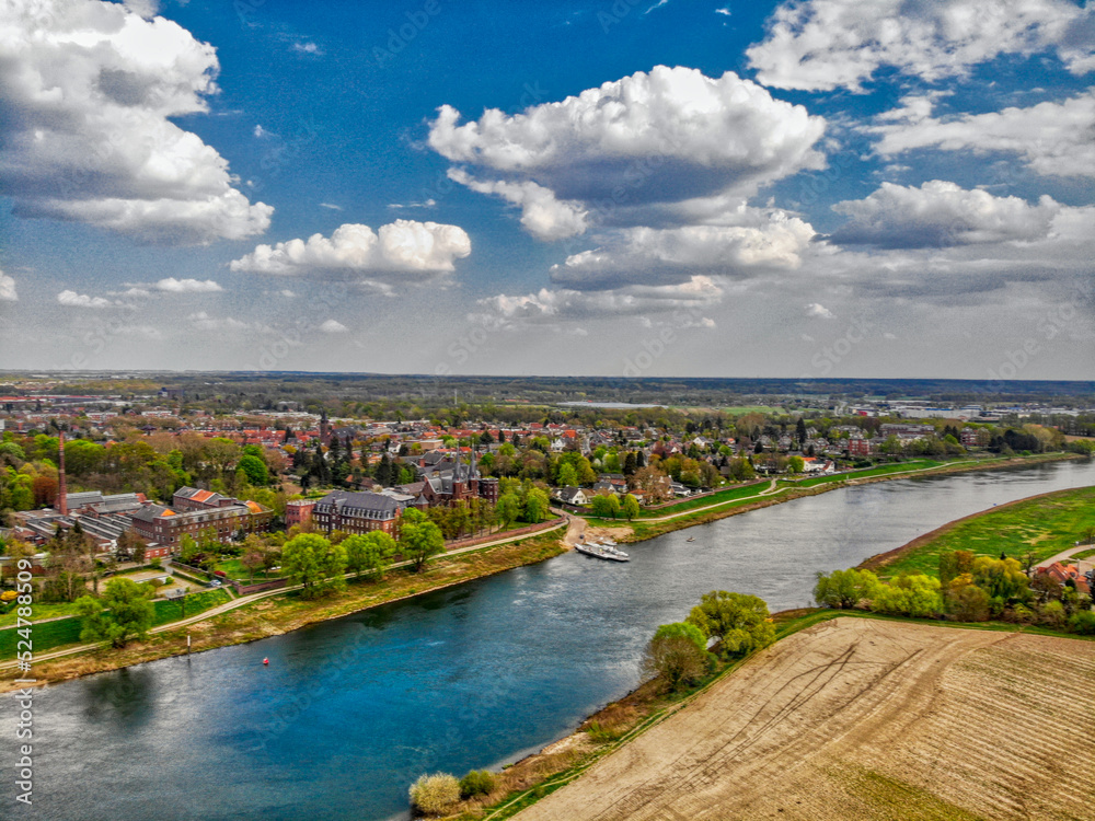 Photo from a drone. Dutch Maas River
