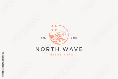 Wave Summer Holiday for Surfing Badge Logo.